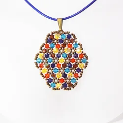 Pendant 40cm - Xochitl Oval-Purple Leather - Pendant 40cm - Laiton bronze